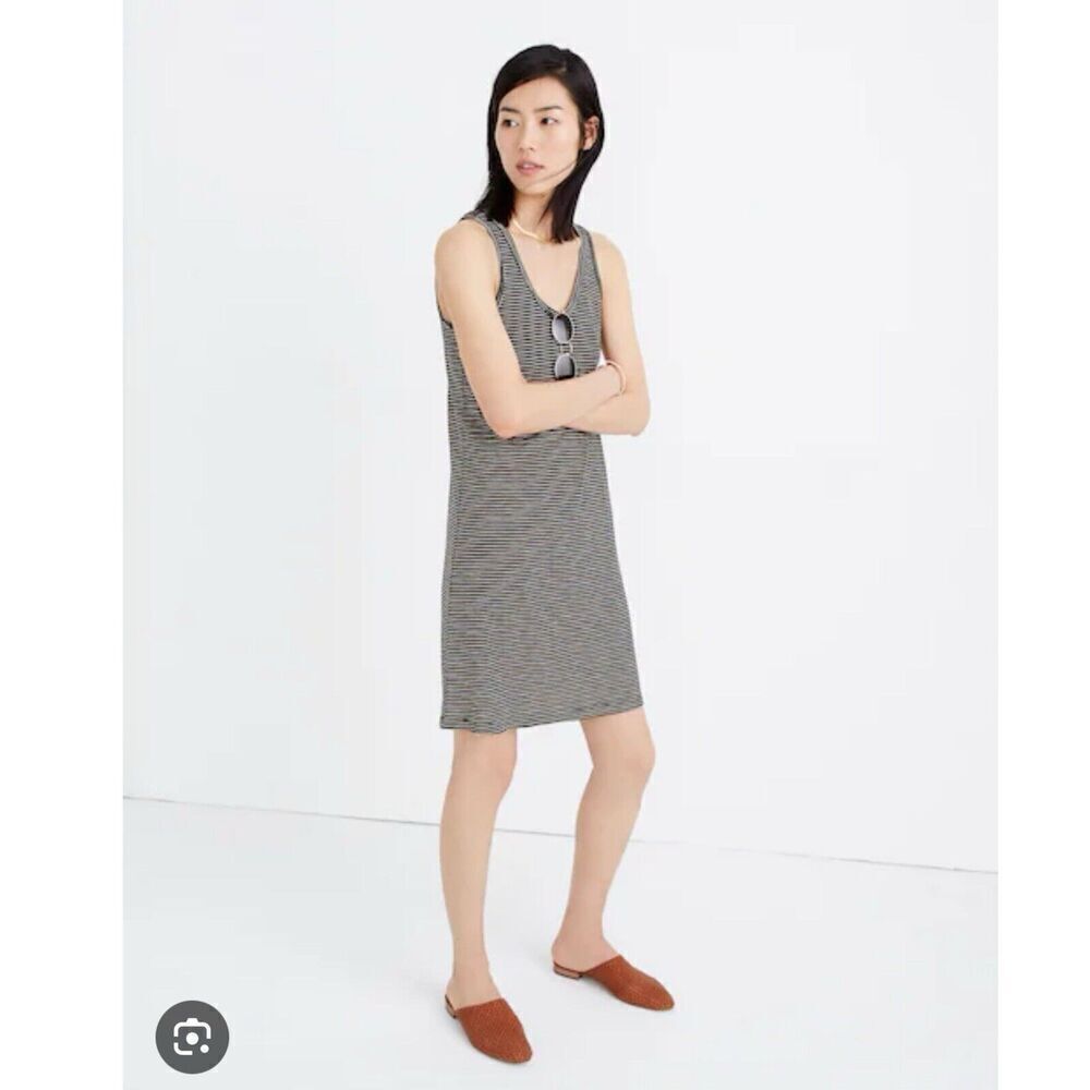 Madewell Large Striped Scoopneck Knit Tank Dress Sleeveless Knee Length Womens